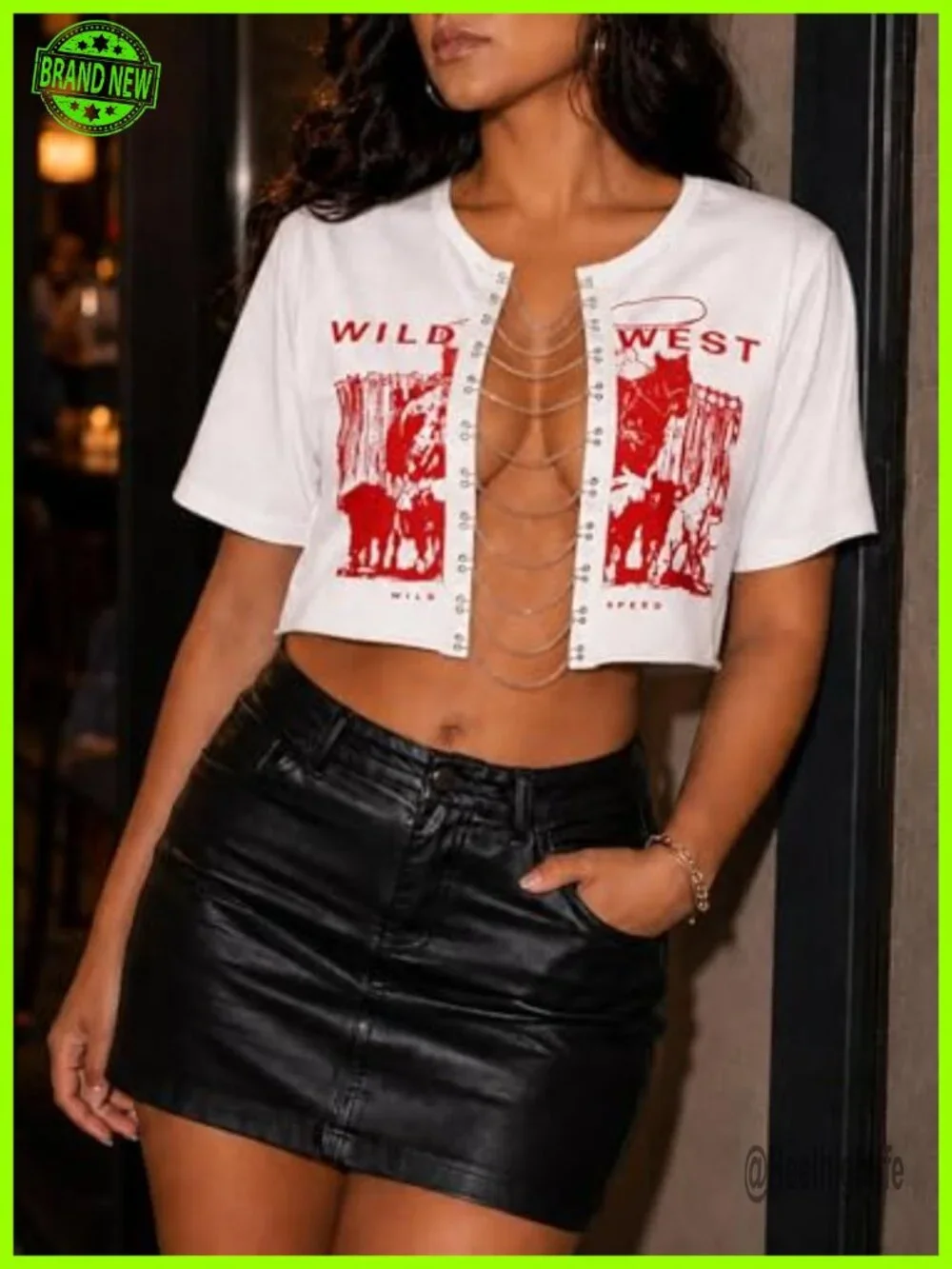 Hilinker Women's Cropped Graphic Tee Short Sleeve Slim Fit Top